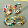 Shangjie Oem Anilos Moda Bling Gemstone Rings Mulheres Lucky Copper Rings Rings coloridos de zircão para presente